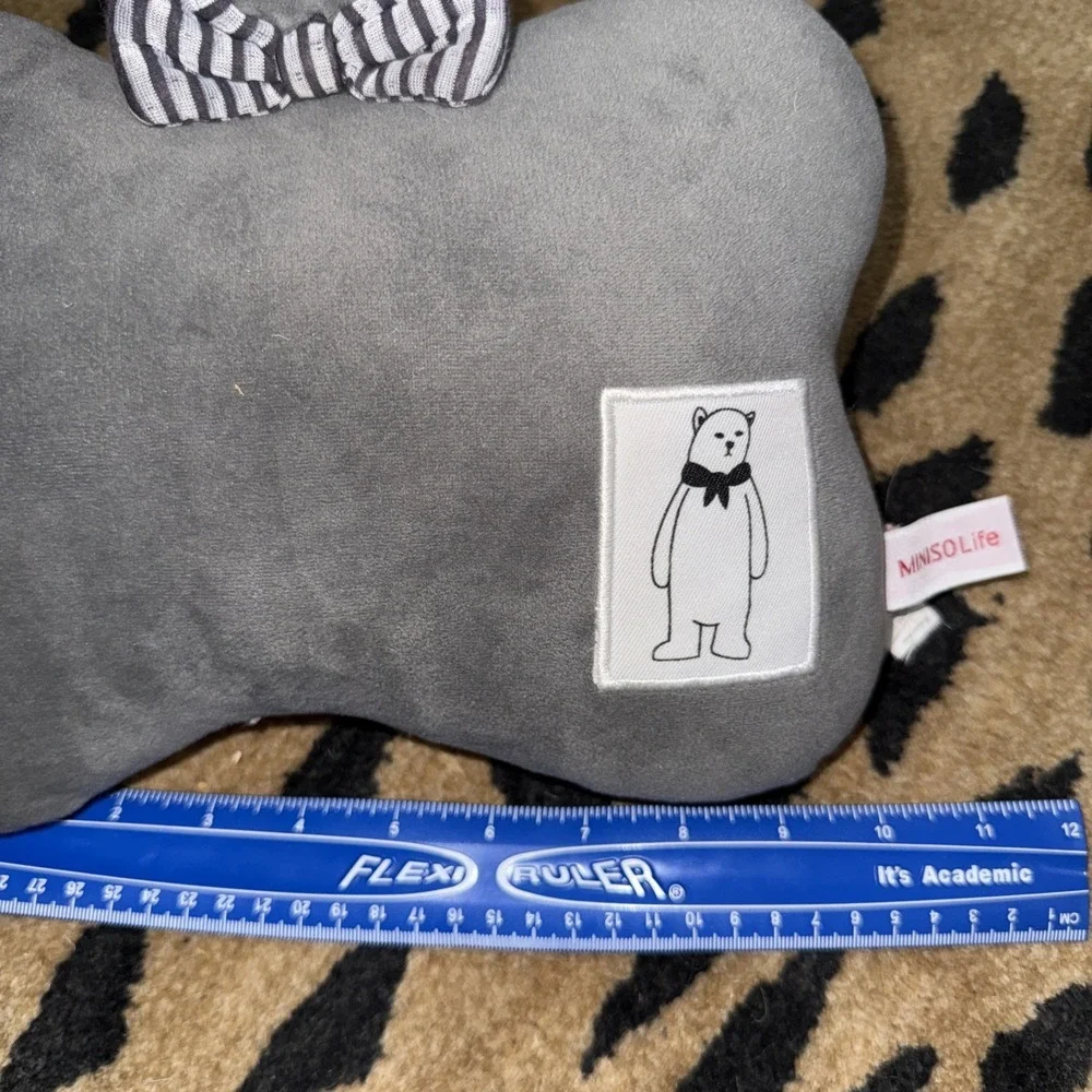Miniso Life Bowknot Bear Bone Pillow‎ Blue Neck Pillow Handle 4142